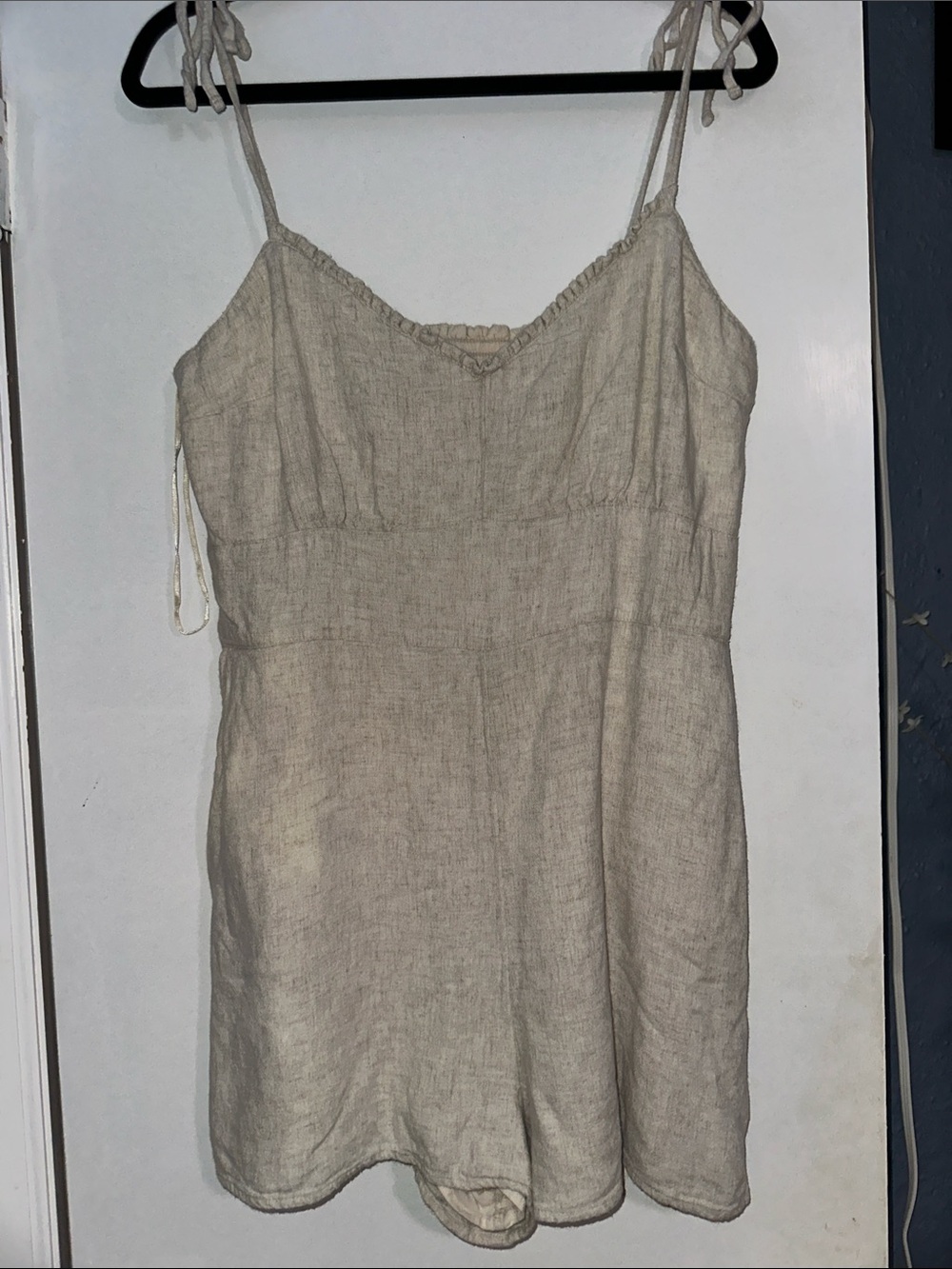 Abercrombie & Fitch Cream Linen-Blend Slip Dress